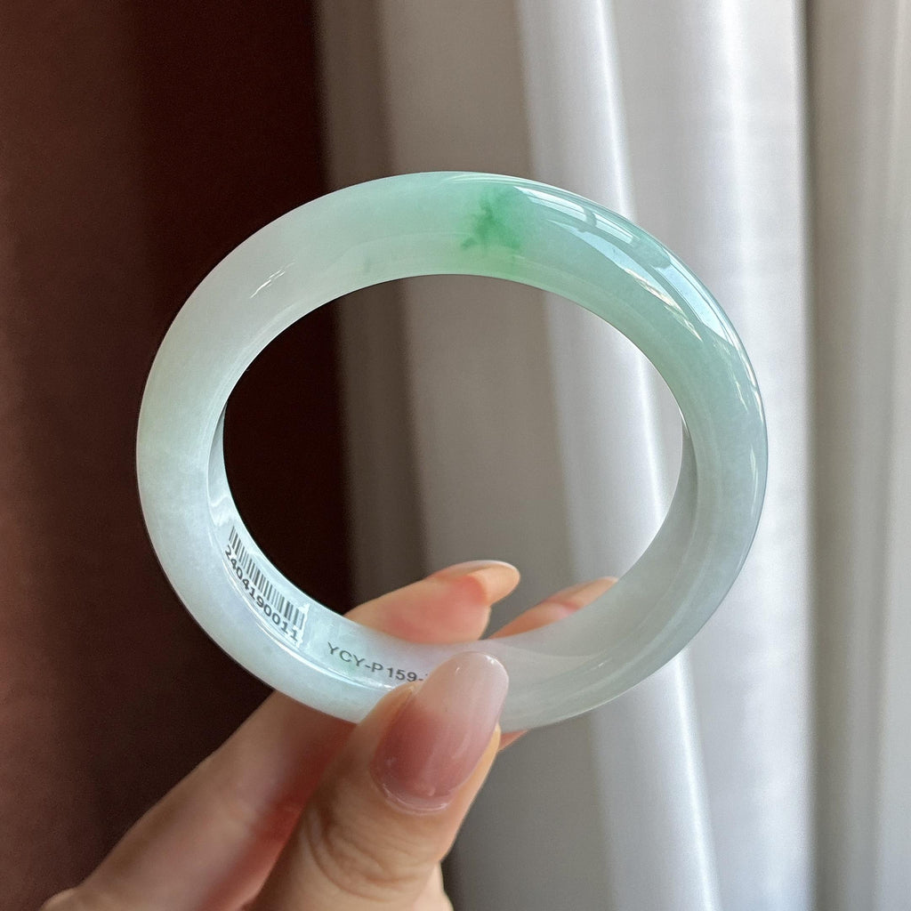 糯冰飘绿花正圈平安镯 54圈（yc763371）