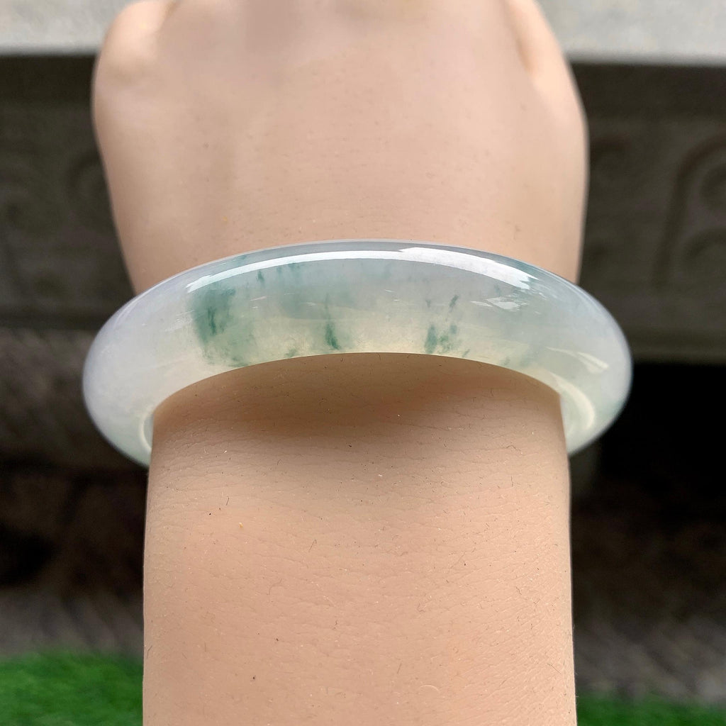 糯冰种飘花平安镯（53.5mm）（yc288711）