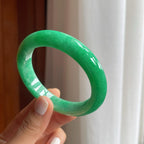 糯种满绿翡翠平安镯（55.8mm）（yc249155）