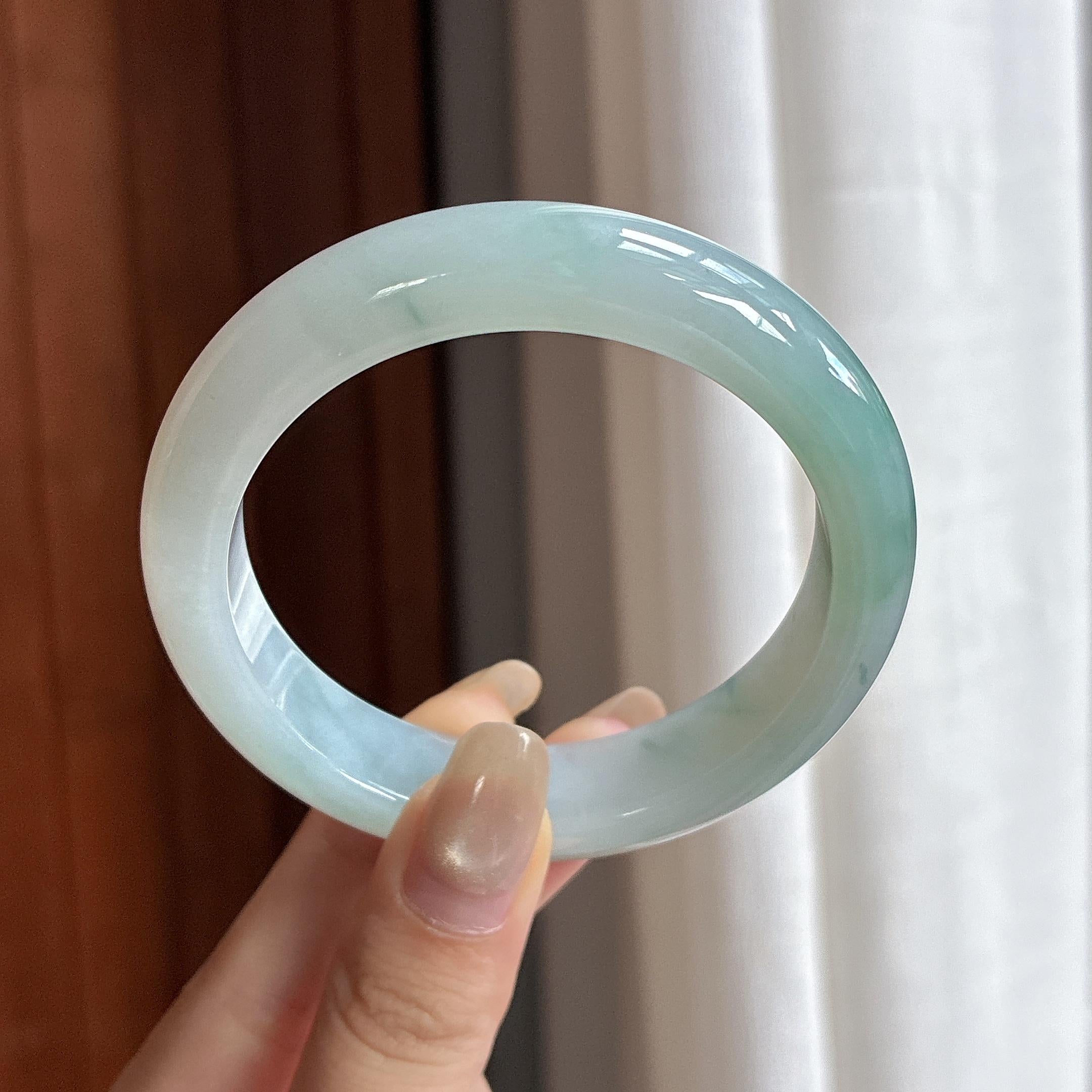 细糯种飘花正圈正圈平安镯 56圈 天然缅甸A货翡翠（yc469610）