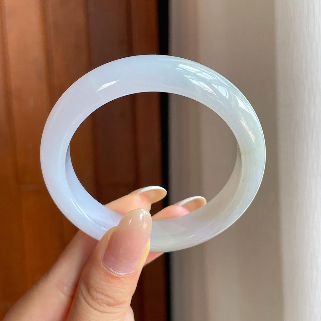 糯冰黄翡翡翠平安镯（53mm)（yc419709）