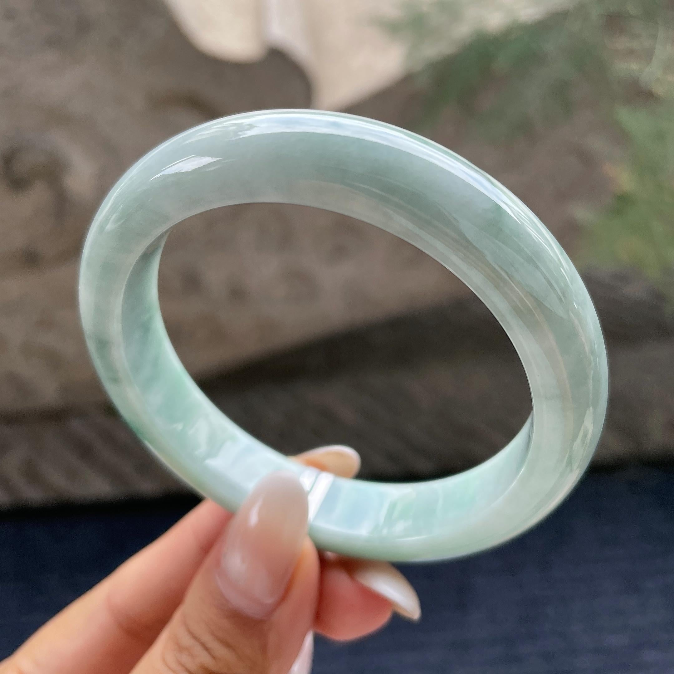 细糯种飘花正圈平安镯57.1圈     天然缅甸A货翡翠（yc421209）