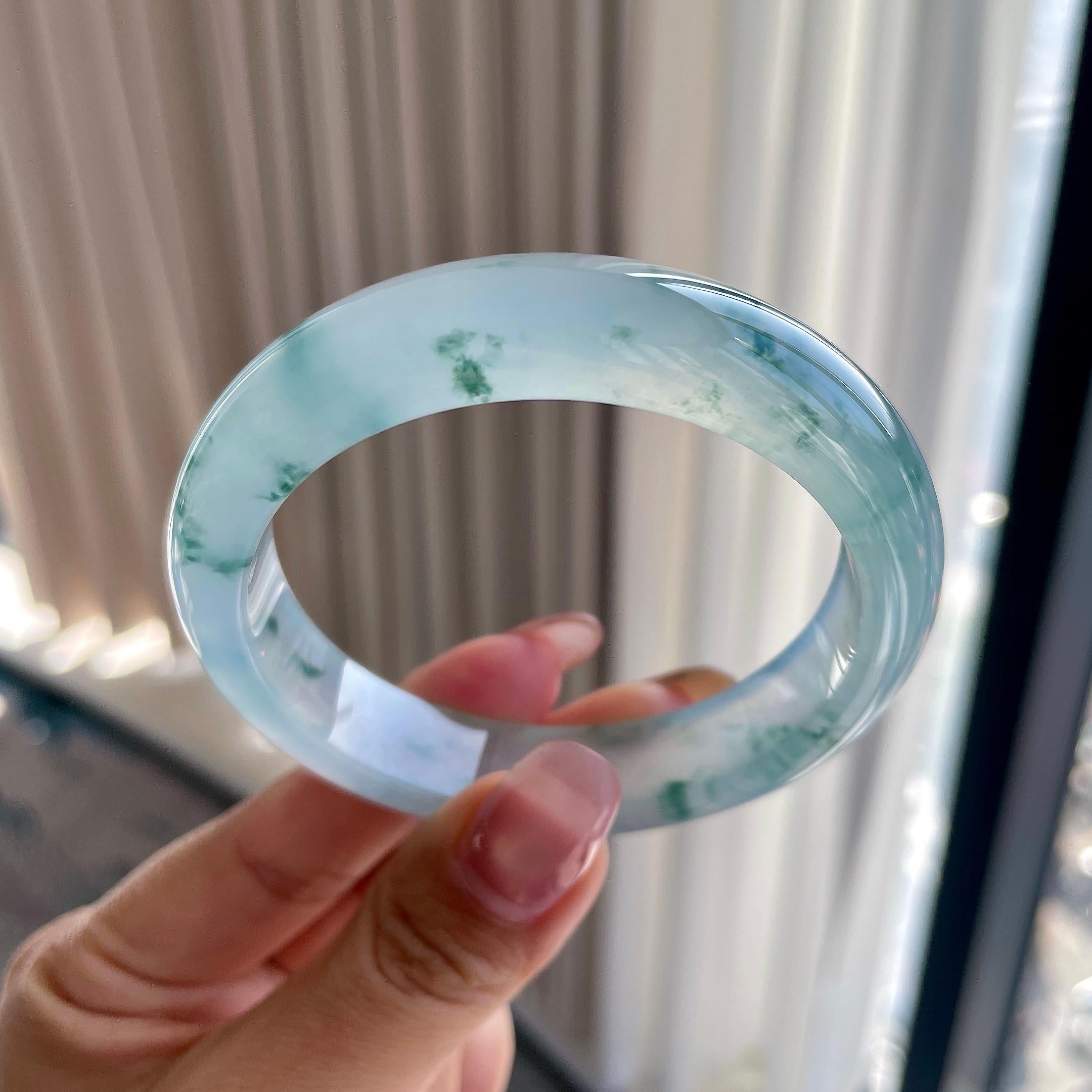 冰种飘花平安镯（56.8mm）（yc306460）