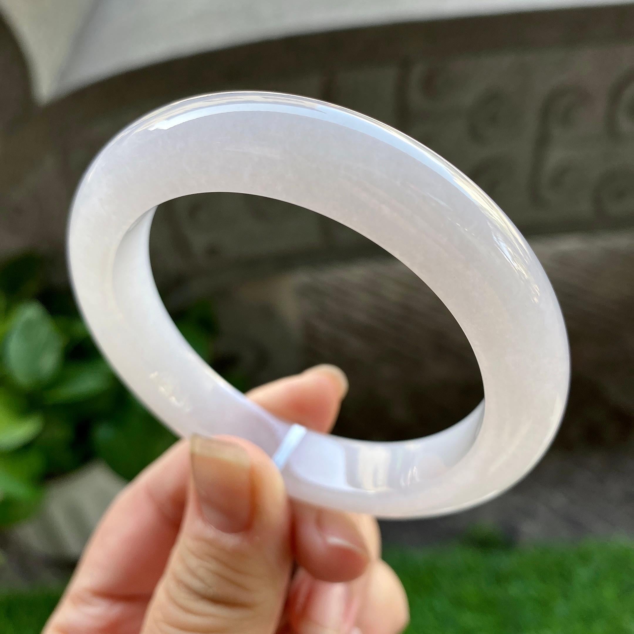 糯冰种洒金平安镯（55.7mm）（yc304772）