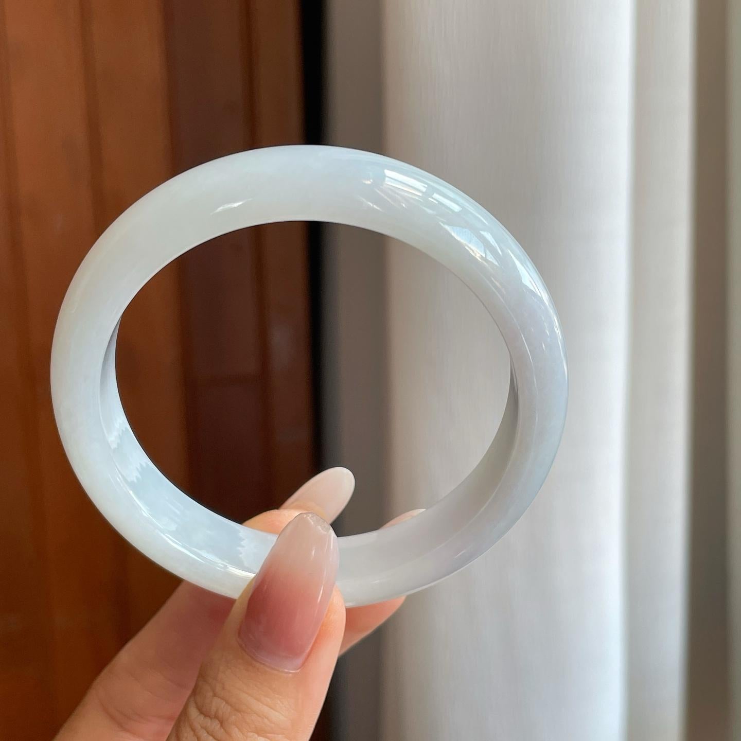 糯冰白月光翡翠平安镯（59.5mm）（yc268101）