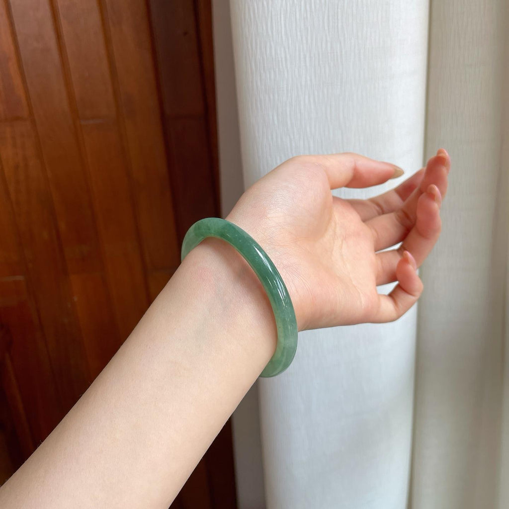 糯冰半山半水翡翠圆条手镯（54.7mm)（yc365770）