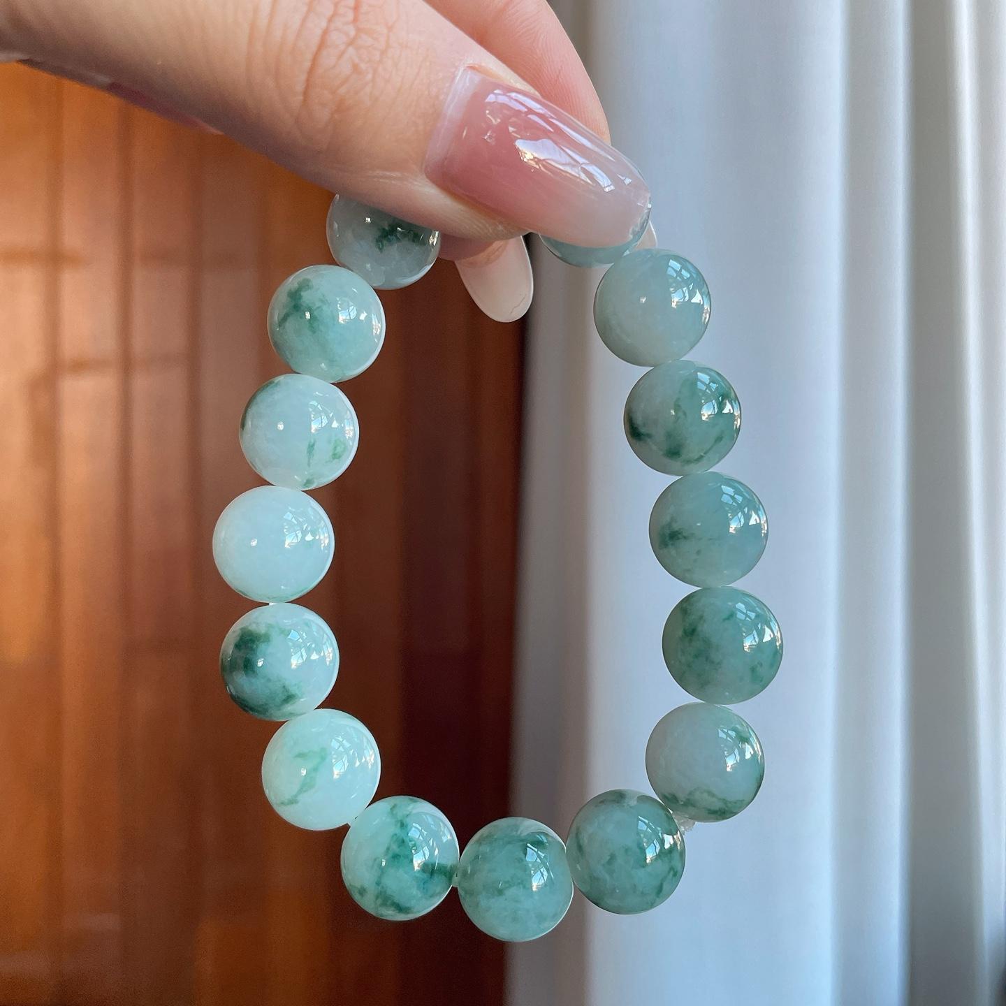 糯冰飘花翡翠珠串手串（yc266475）