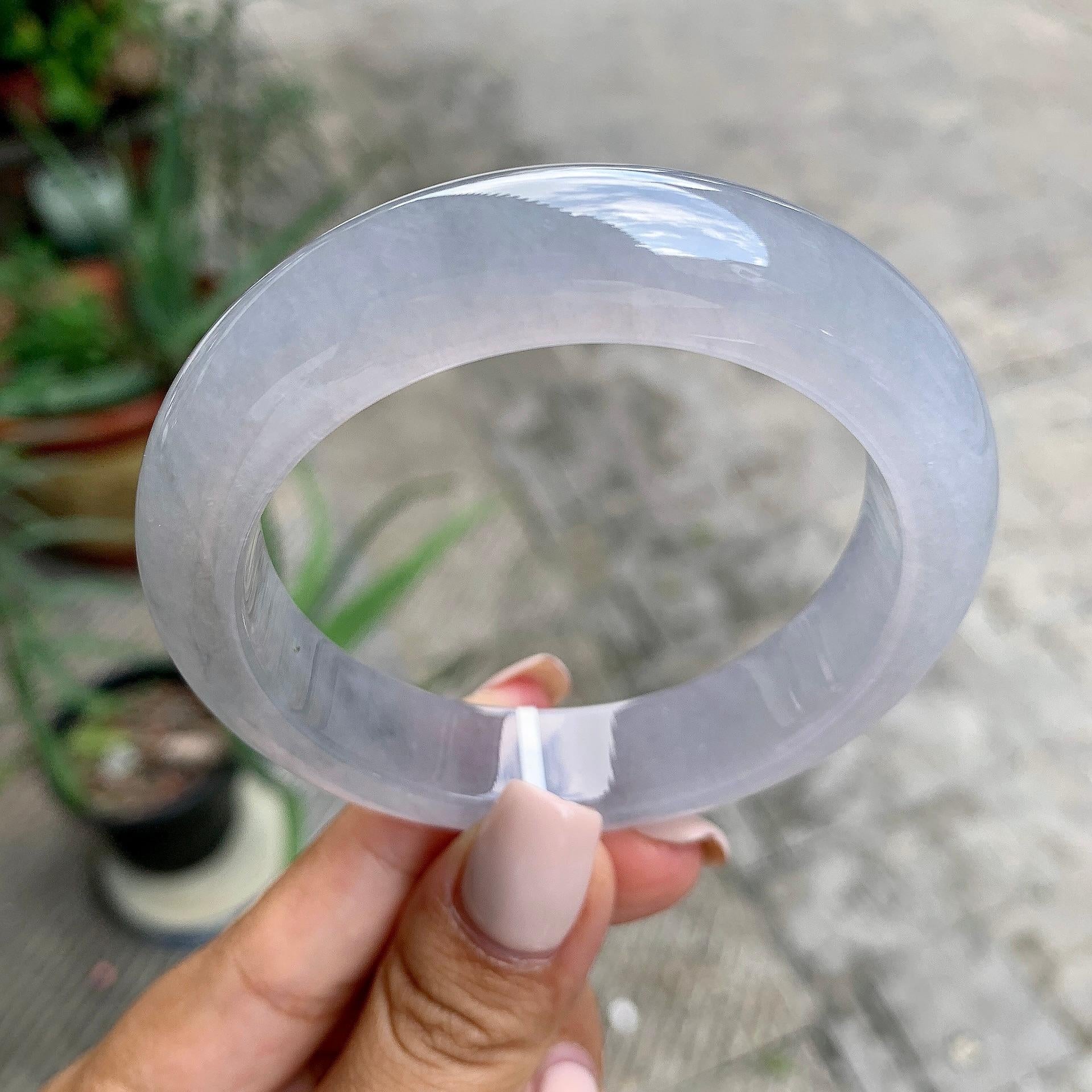 糯冰种淡紫罗兰平安镯（55mm）（yc226066）