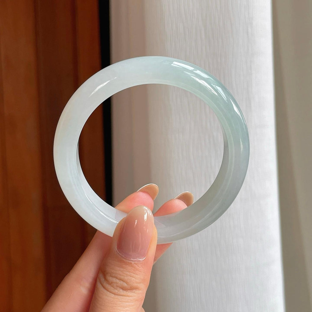 糯冰白月光翡翠平安镯（54mm)（yc374247）