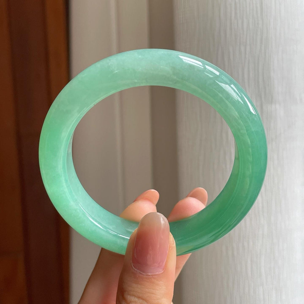 冰种满绿底翡翠平安镯（54mm）（yc342961）
