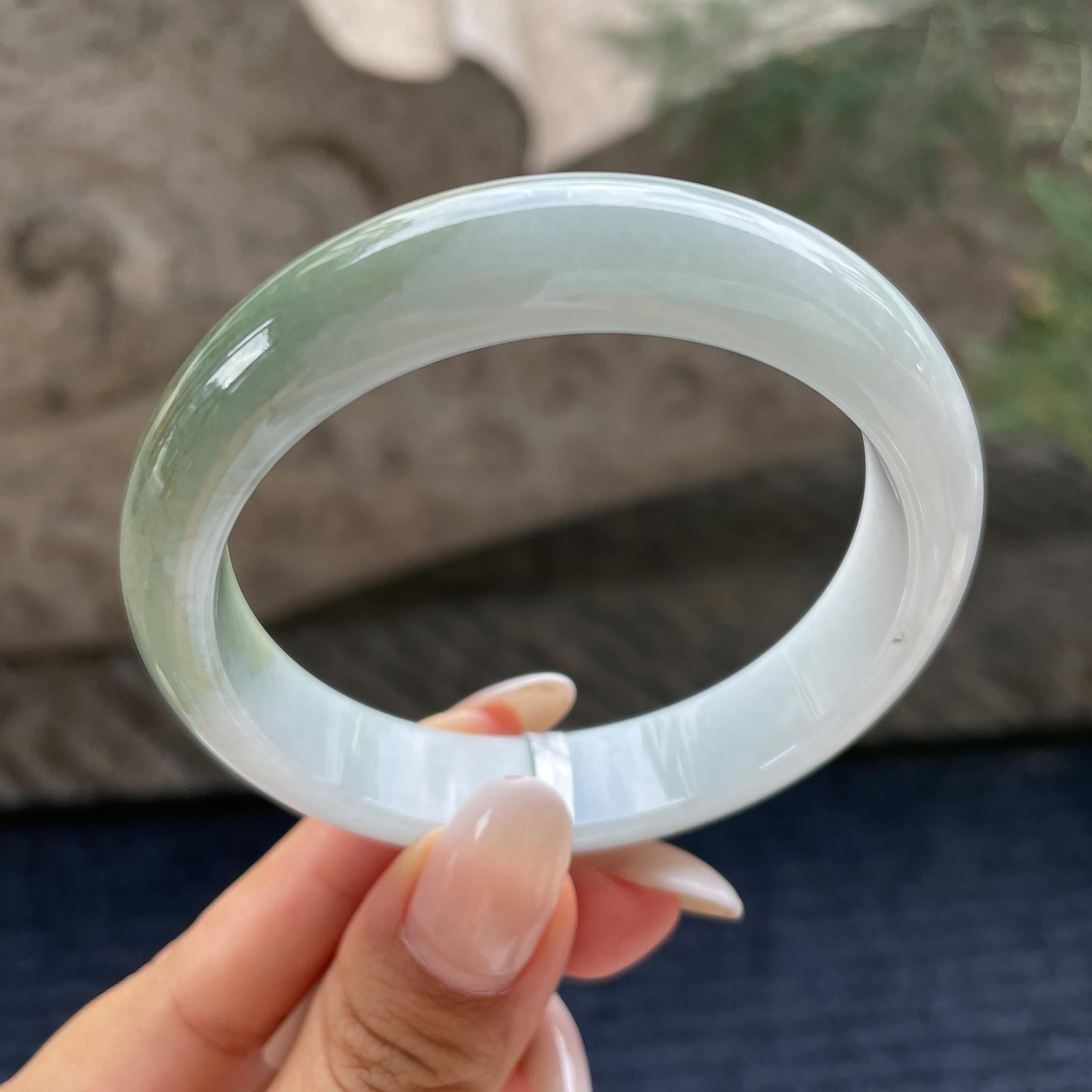 细糯种油青色正圈平安镯56圈      天然缅甸A货翡翠（yc421271）