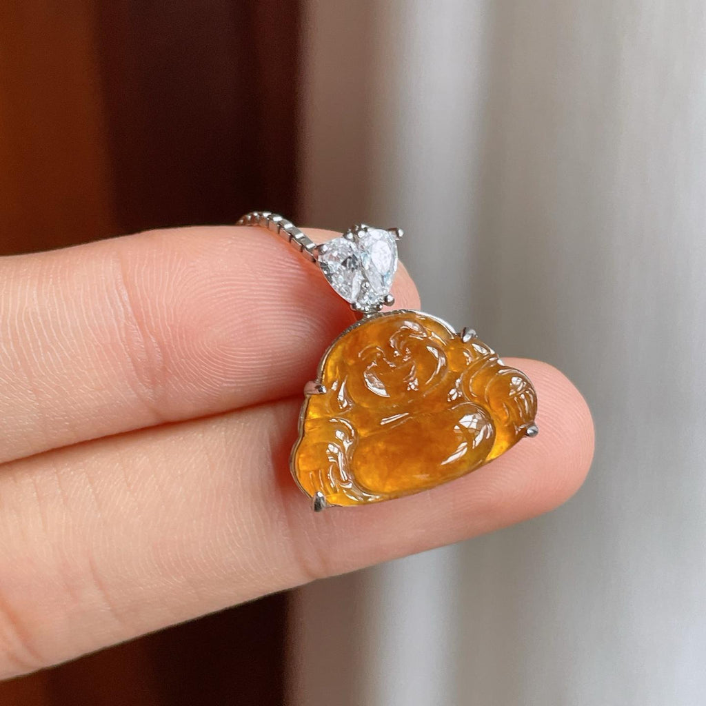 S925银镶冰种黄翡翡翠佛公（yc247659）