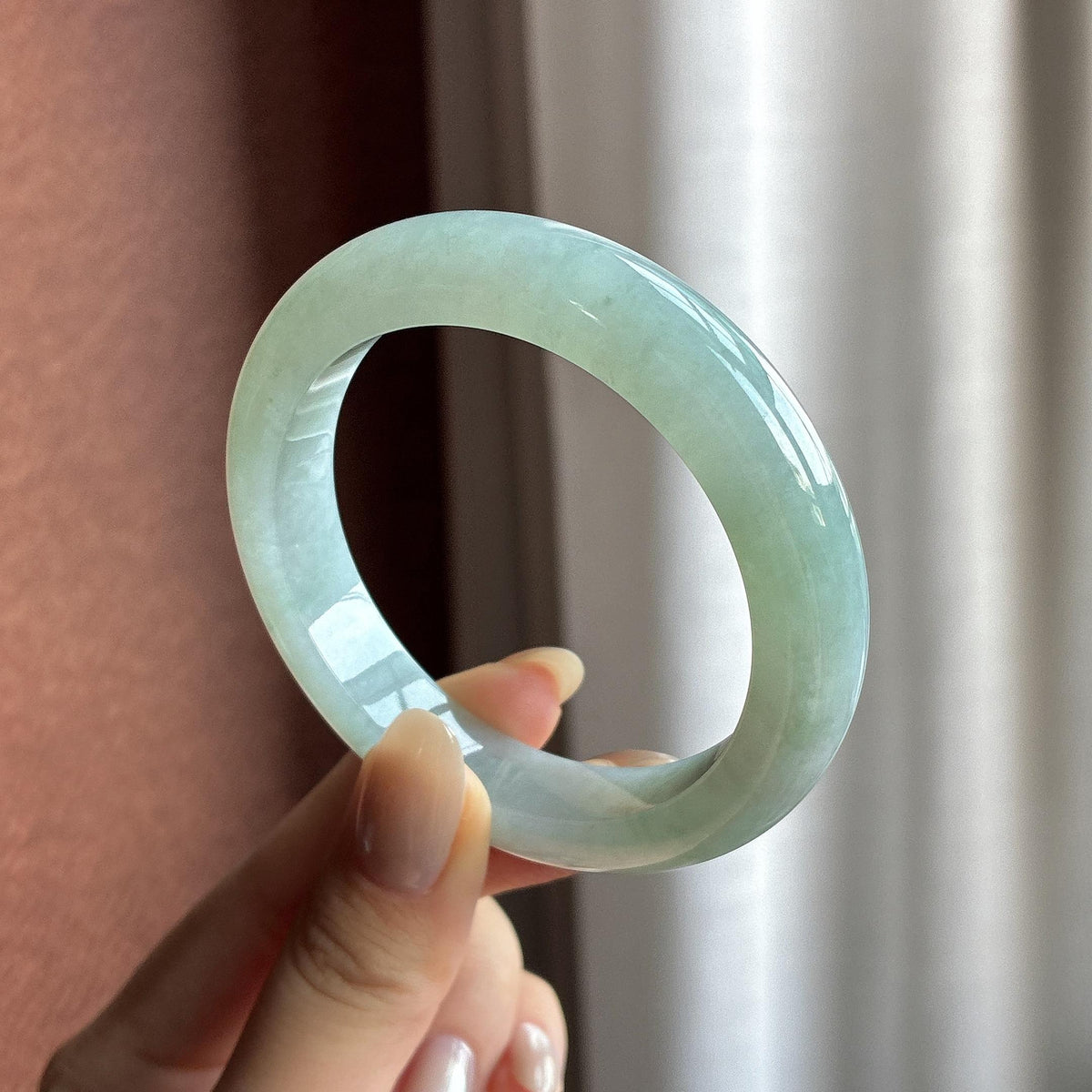 小圈口 糯冰种晴底正圈平安镯 53圈（yc787761）