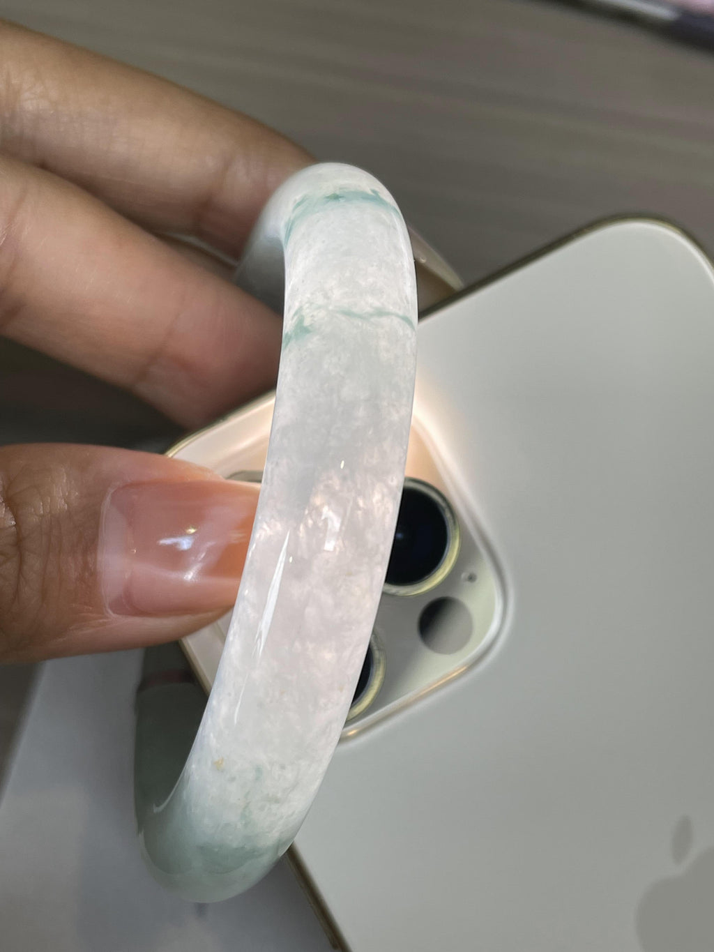 细糯种飘花正圈平安镯55圈 天然缅甸A货翡翠（yc481899）