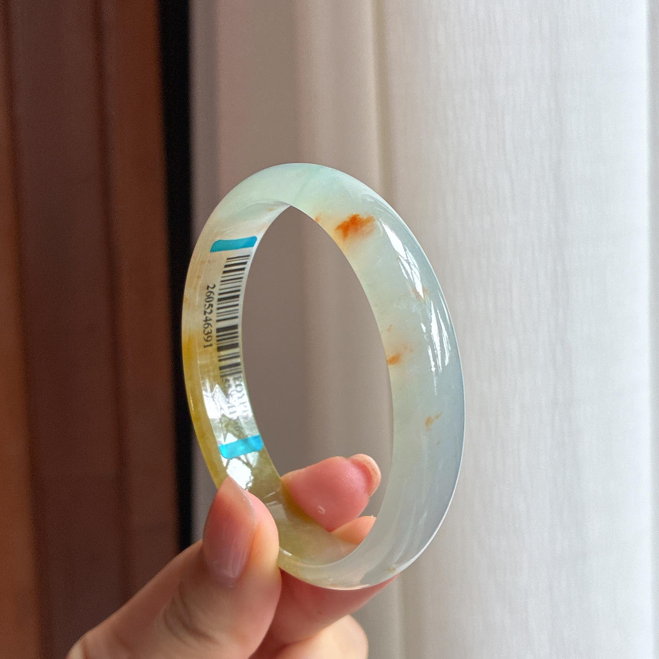 冰种黄翡特色翡翠平安镯（58mm)（yc423140）