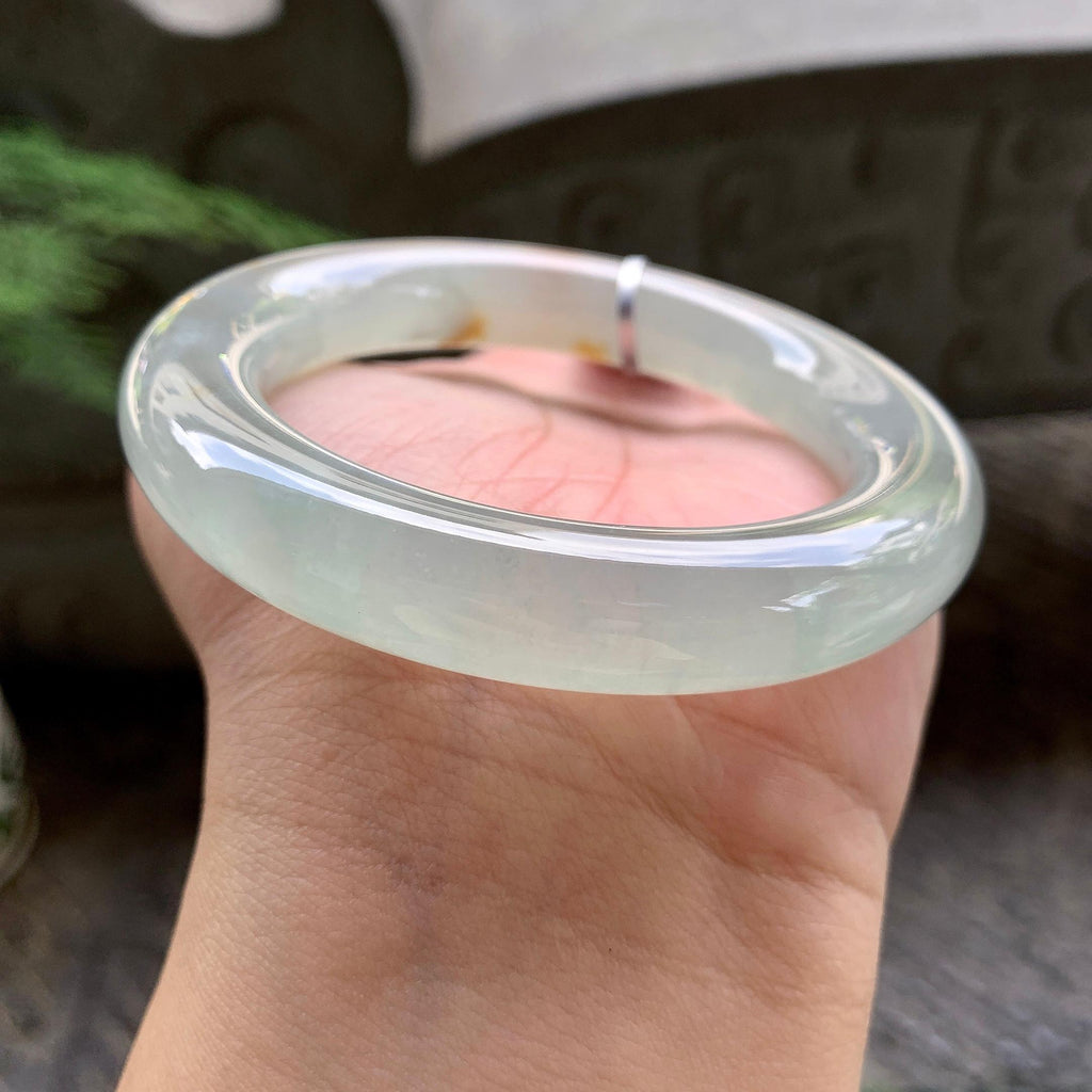 糯冰种飘红翡圆条手镯（57mm）（yc195348）