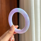 Vòng tay ngọc phỉ thúy tròn màu tím hoa cà băng mịn, size 56, ngọc phỉ thúy tự nhiên loại A Myanmar (yc451487)