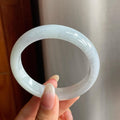 糯冰种淡底色翡翠平安镯（54mm）（yc217401）