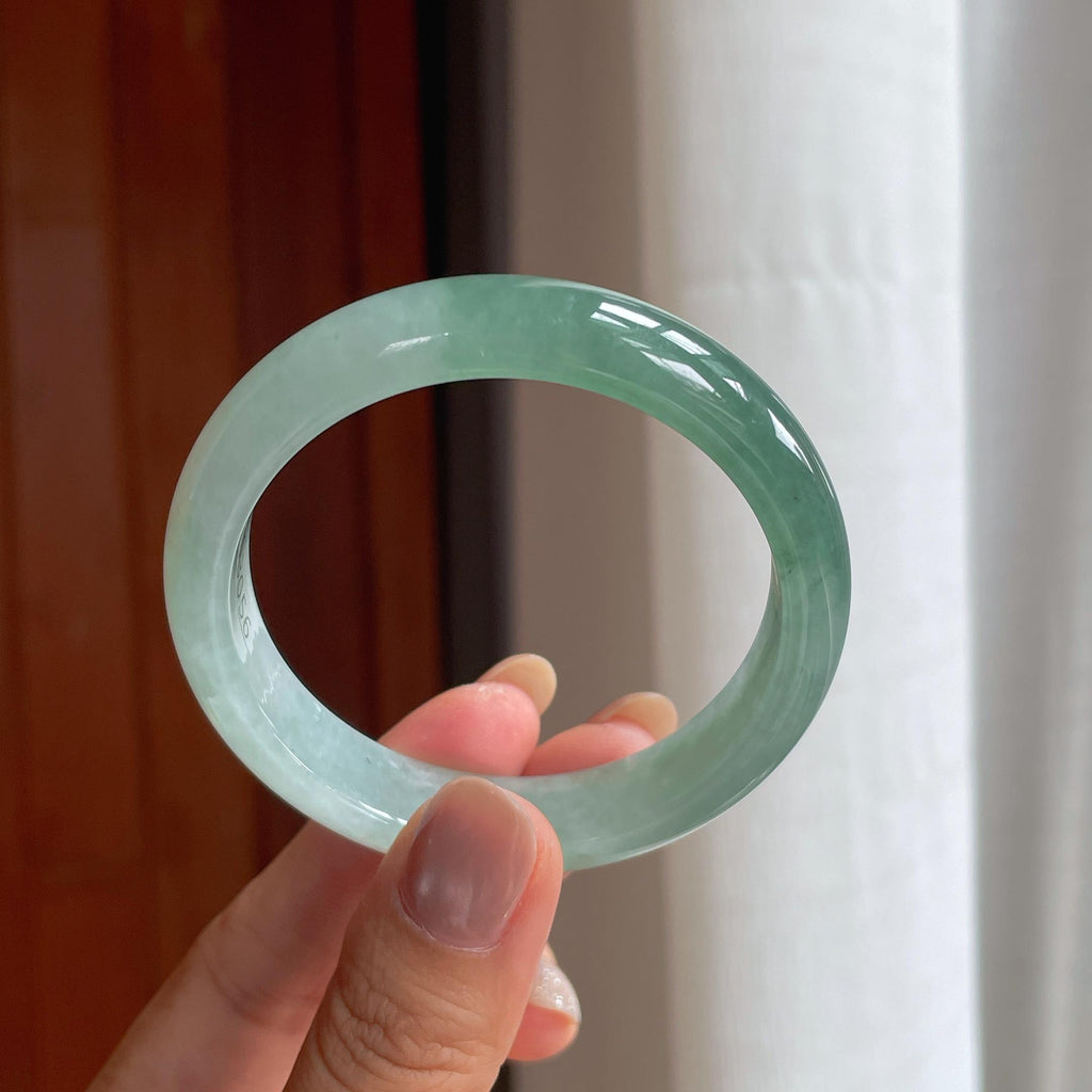冰种半山半水翡翠平安镯（52.5mm）（yc423118）