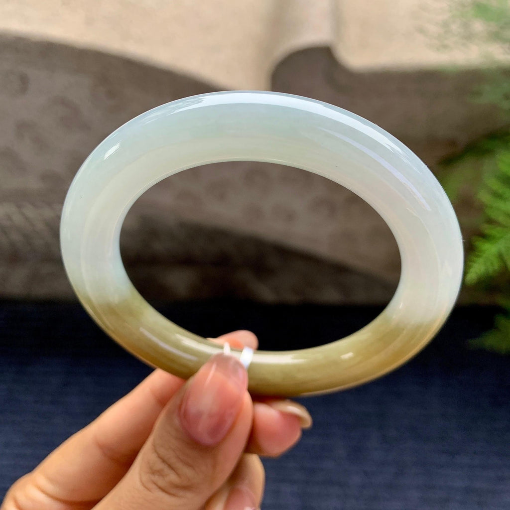 细糯种黄翡圆条手镯（55.2mm）（yc280872）
