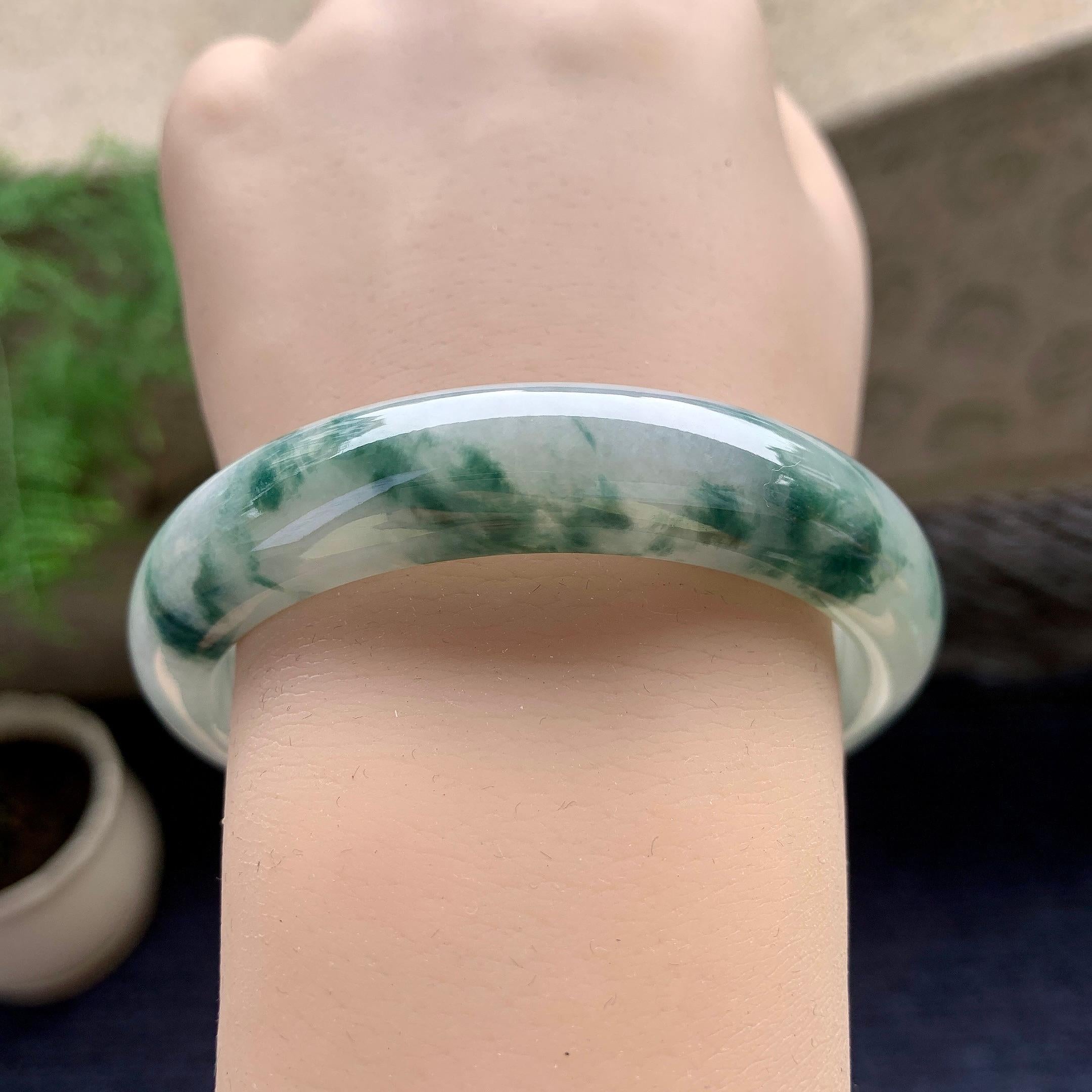 细糯种飘花平安镯（58.2mm）（yc198253）