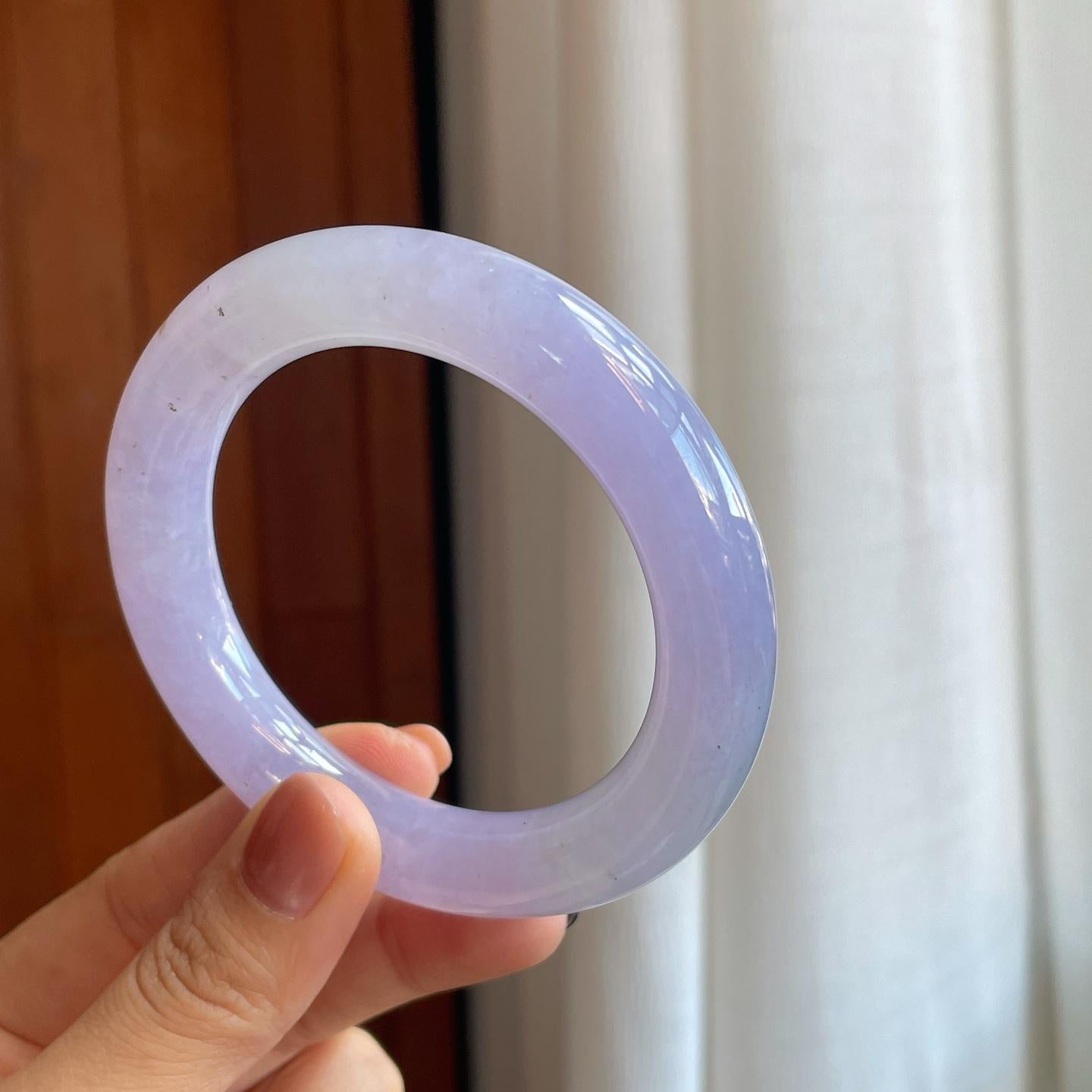 冰种紫罗兰翡翠圆条手镯（57.7mm）（yc278725）
