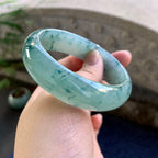 糯冰种飘花宽版轮胎手镯（58.7mm）（yc264086）