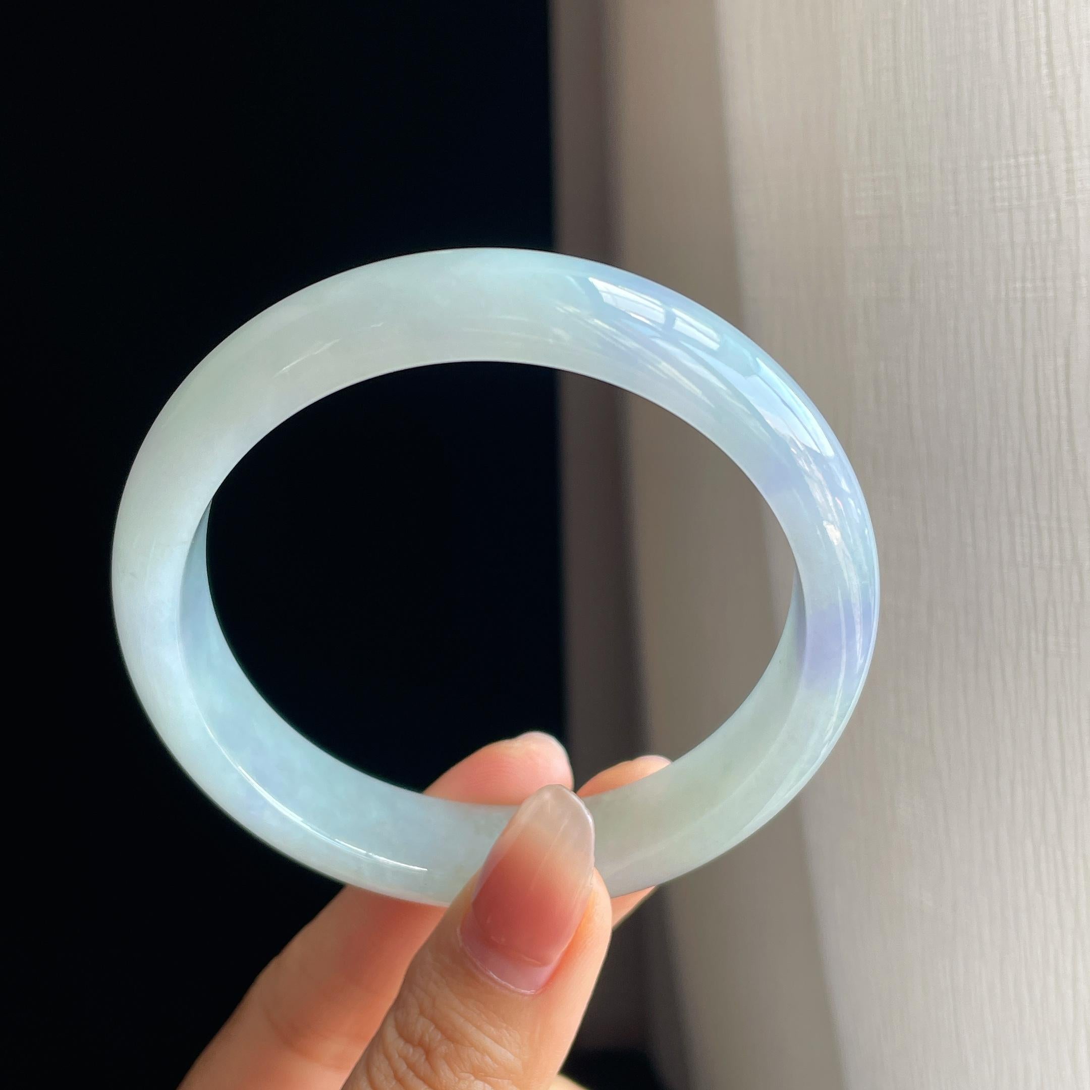 糯冰淡紫罗兰翡翠平安镯（62.5mm)（yc323779）