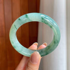 糯冰飘花翡翠平安镯（53.7mm)（yc373461）