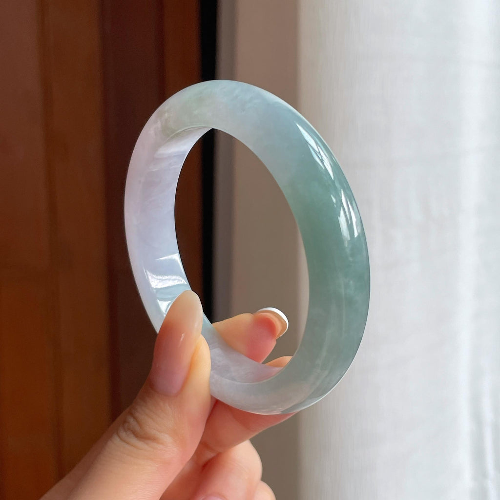 糯冰蓝晴翡翠平安镯（54mm)（yc419678）