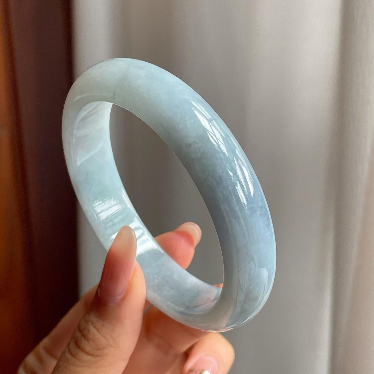 糯冰种紫罗兰翡翠平安镯（56mm）（yc194785）