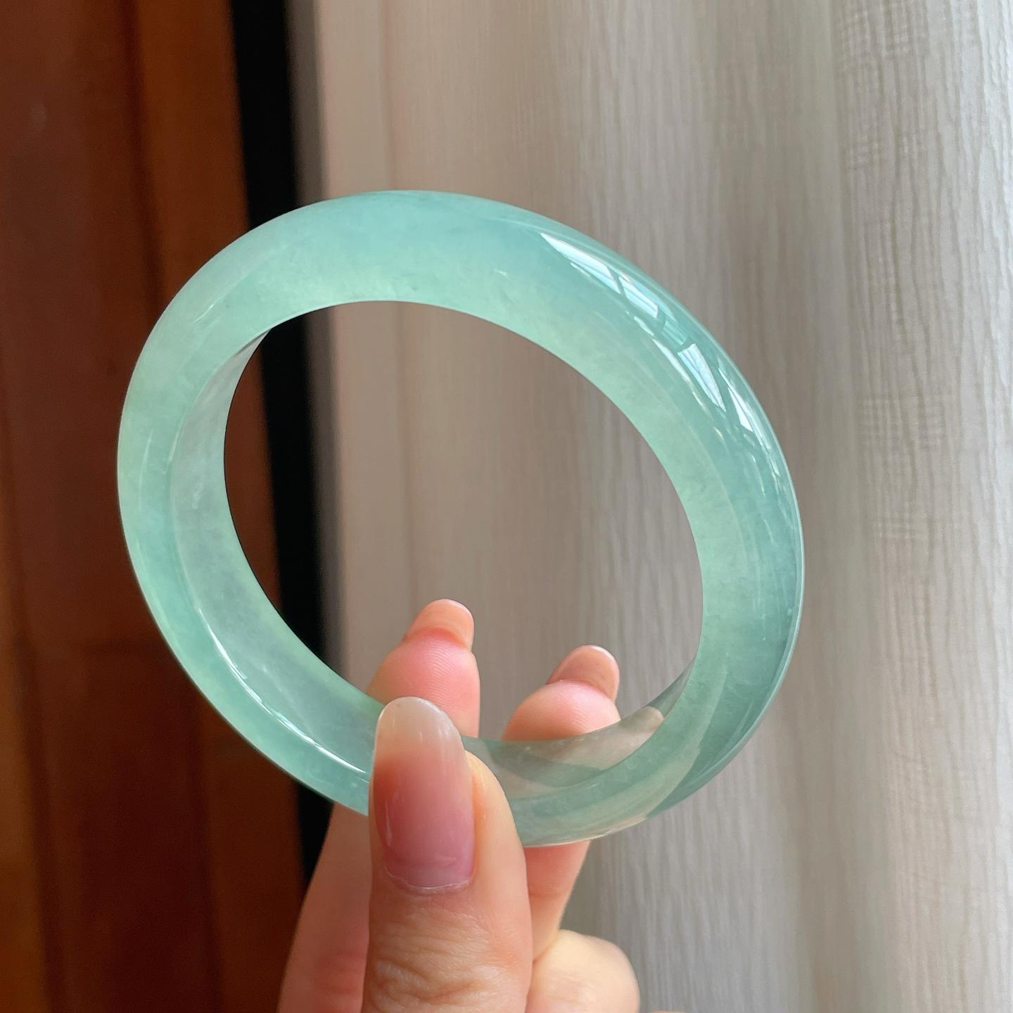 冰种晴底翡翠平安镯（57mm)（yc345452）