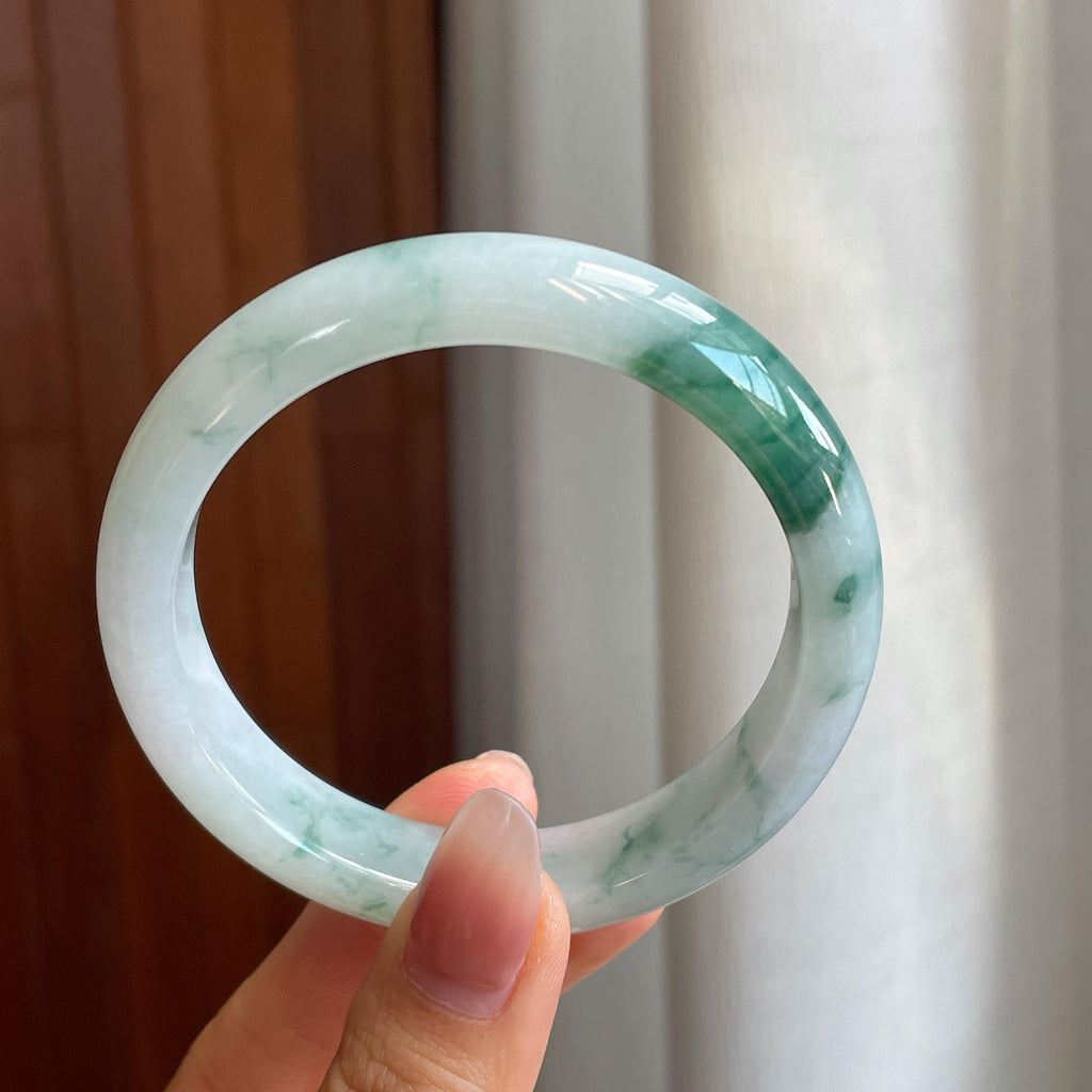 糯冰飘花翡翠平安镯（57.8mm）（yc316583）