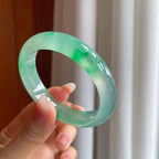 冰种飘绿花翡翠翡翠平安镯（54.5mm）（yc310325）