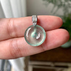 18K金钻镶冰种淡晴底平安扣吊坠（yc257220）