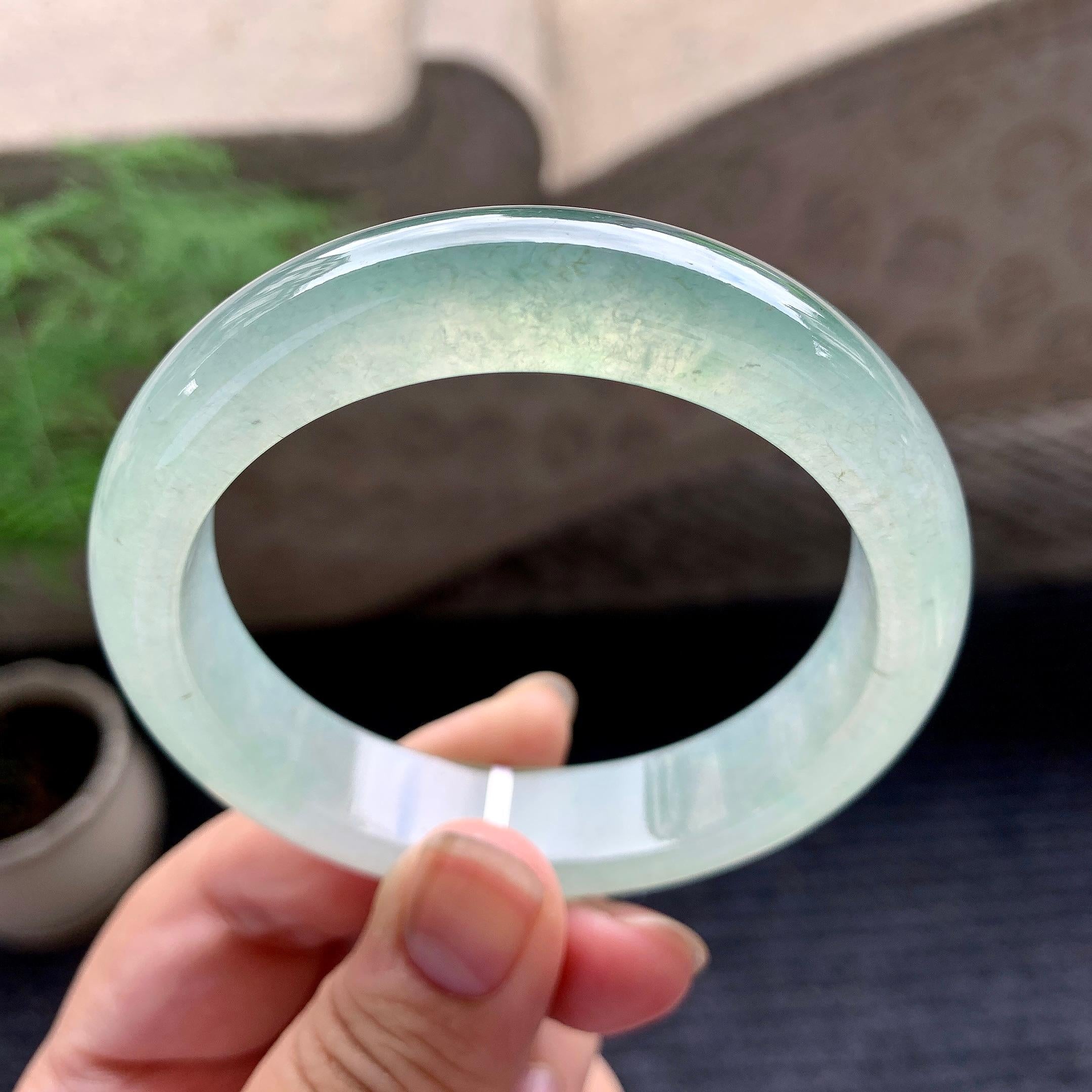 糯冰种晴水平安镯（57.3mm）（yc195953）