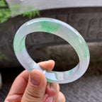 糯冰种淡春彩平安镯（57mm）