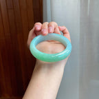 糯冰种果绿底翡翠平安镯（54.7mm)（yc320882）