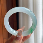 糯冰种带色翡翠平安镯（54mm）