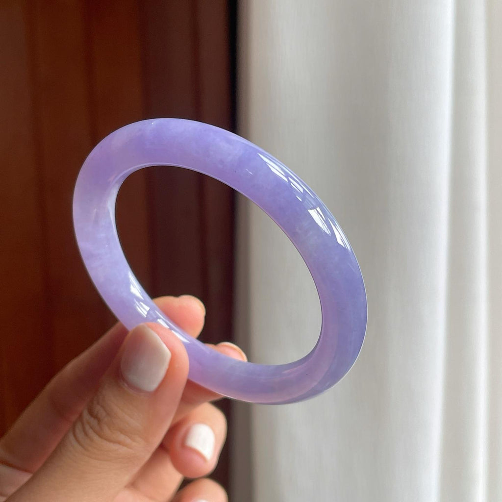 糯冰紫罗兰翡翠圆条手镯（52.6mm）（yc249153）