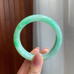糯冰带色翡翠平安镯（54mm)（yc320876）