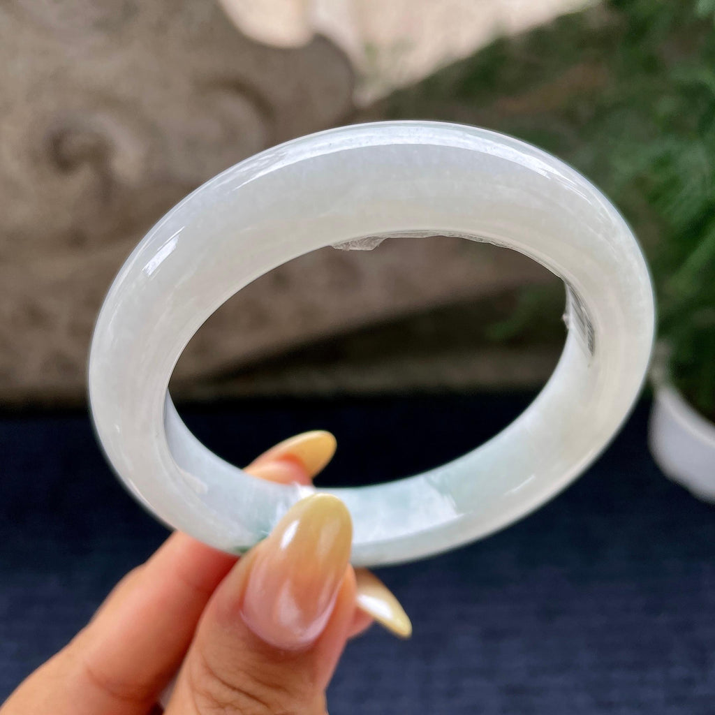 细糯种飘花正圈平安镯55.7圈 天然缅甸A货翡翠（yc464070）