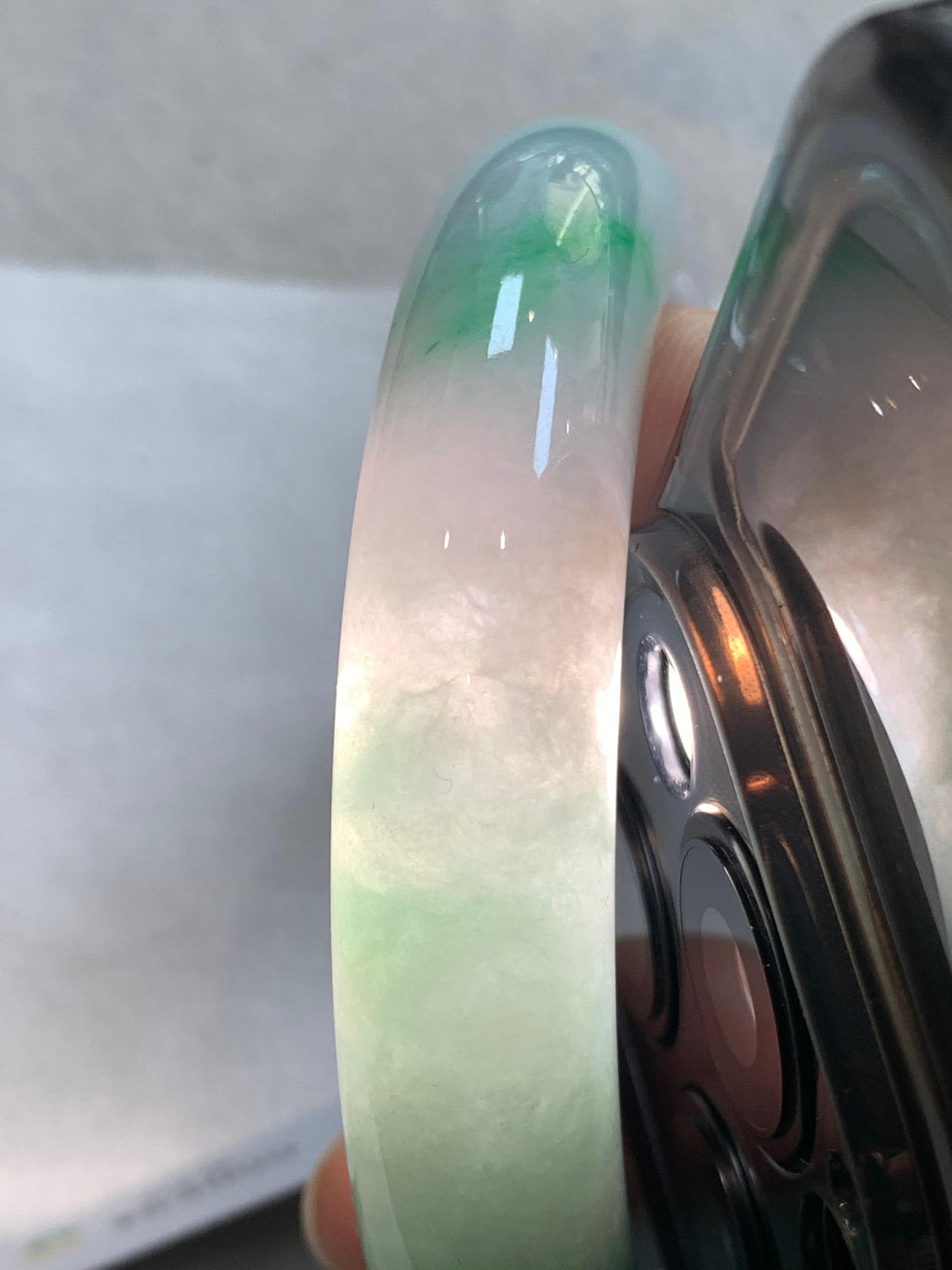 细糯种白底青平安镯（55.8mm）（yc311011）