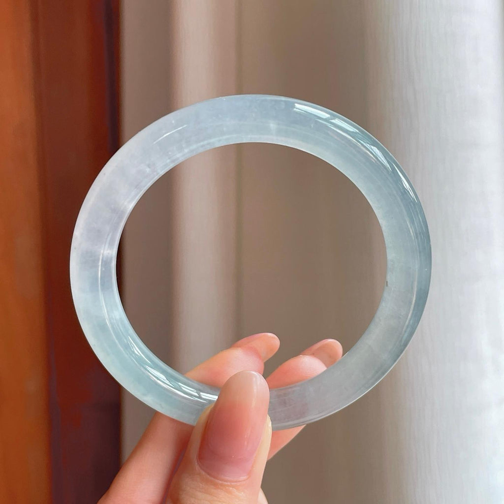 冰种淡底色翡翠圆条手镯（53.8mm)（yc362701）