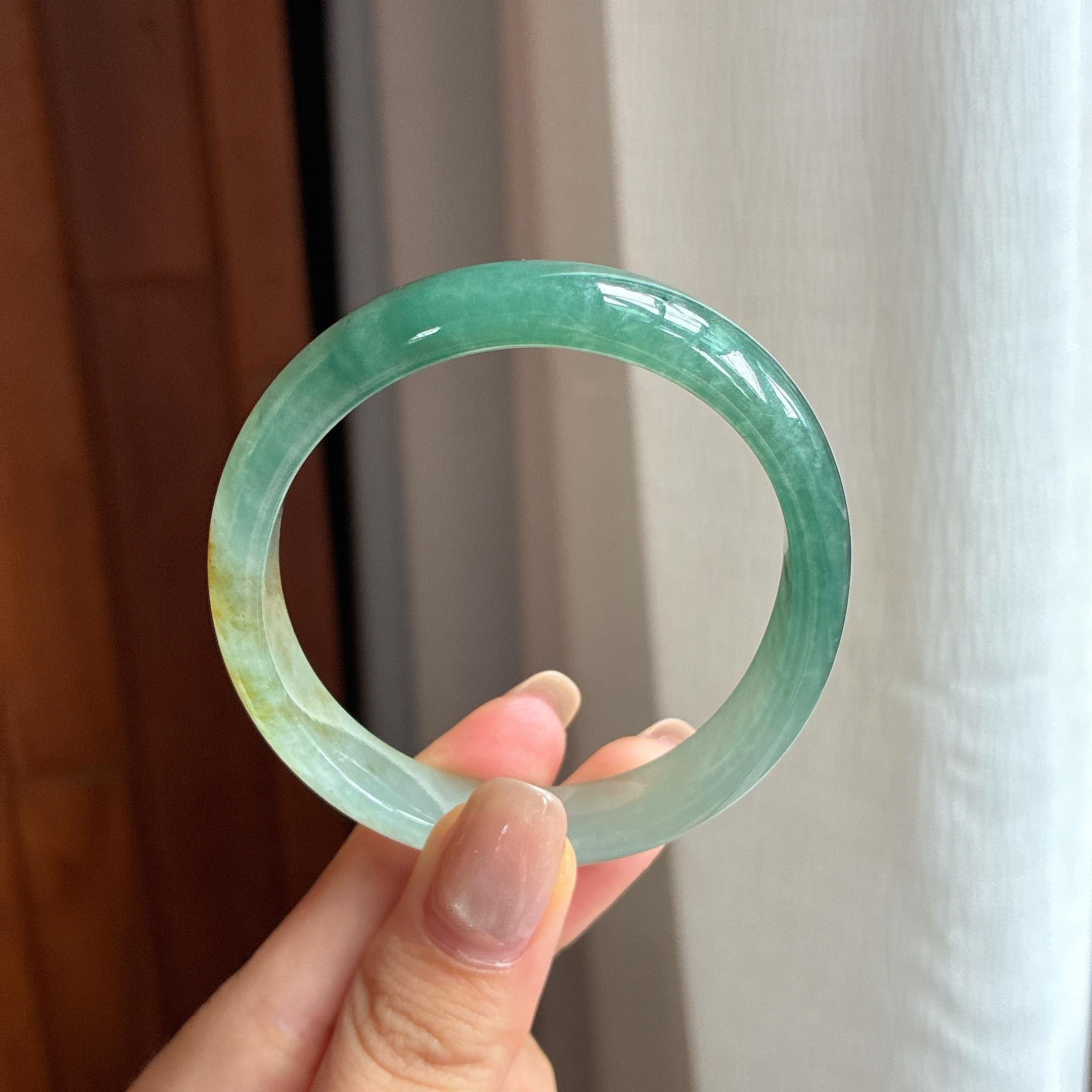 糯冰半山半水翡翠贵妃镯 54圈天然缅甸A货翡翠（yc436869）