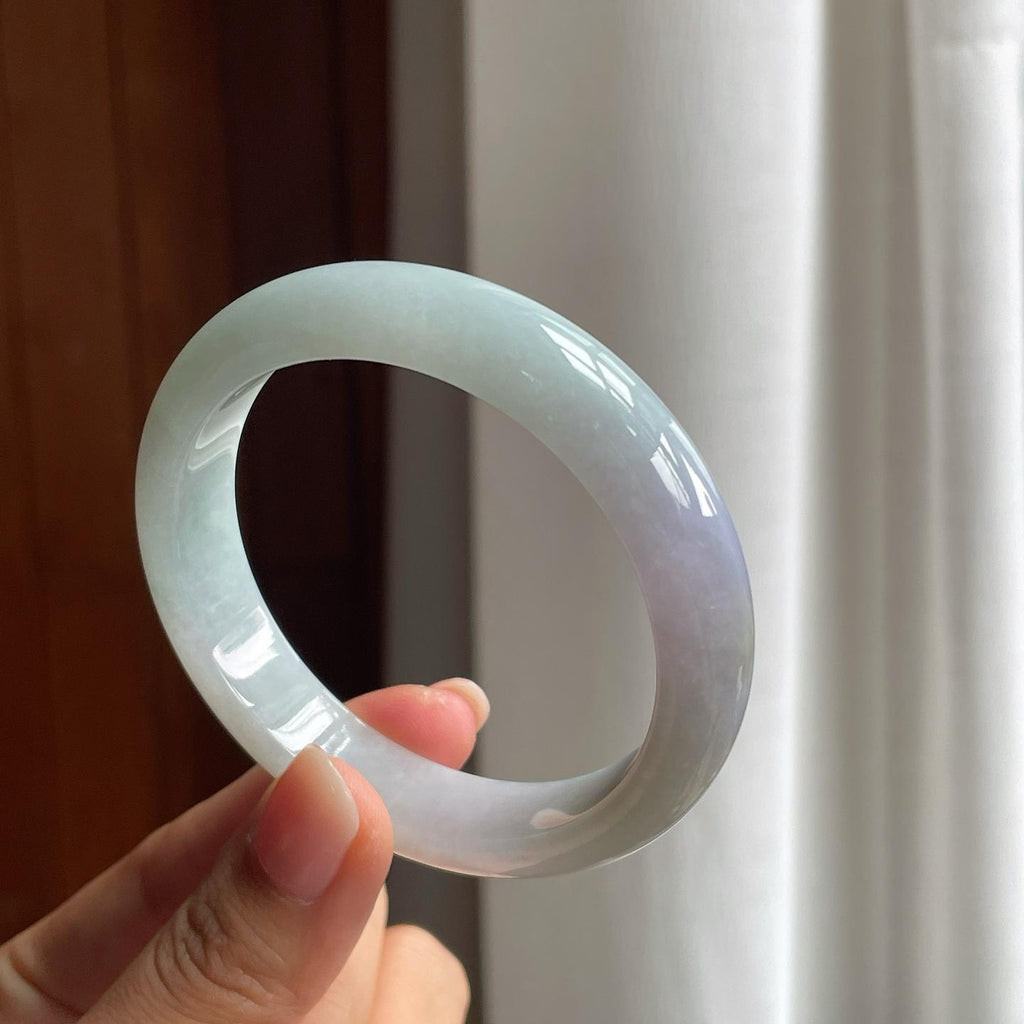 糯冰淡春彩翡翠平安镯（56.5mm）（yc377383）