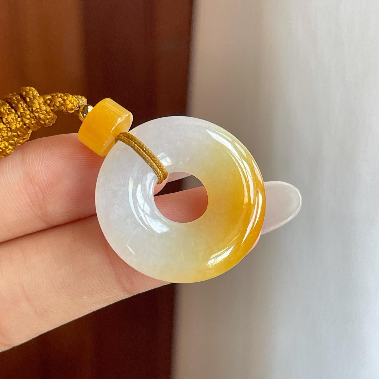 糯冰黄翡翡翠平安扣（yc269031）