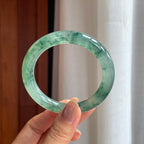 冰种飘花翡翠圆条手镯（55.5mm）（yc412137）