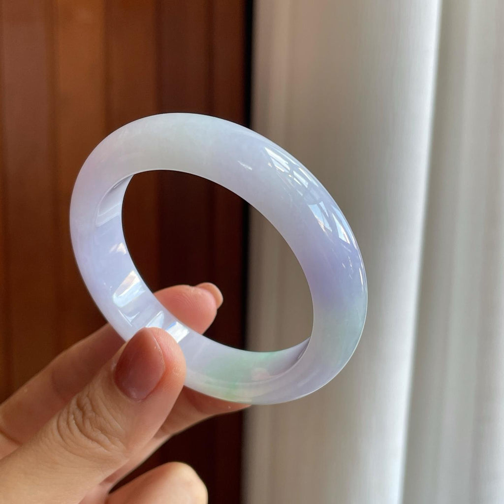 糯冰淡春彩翡翠平安镯（50.5mm）（yc276395）