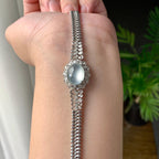 18K金钻镶冰种无色蛋面手链（yc224989）